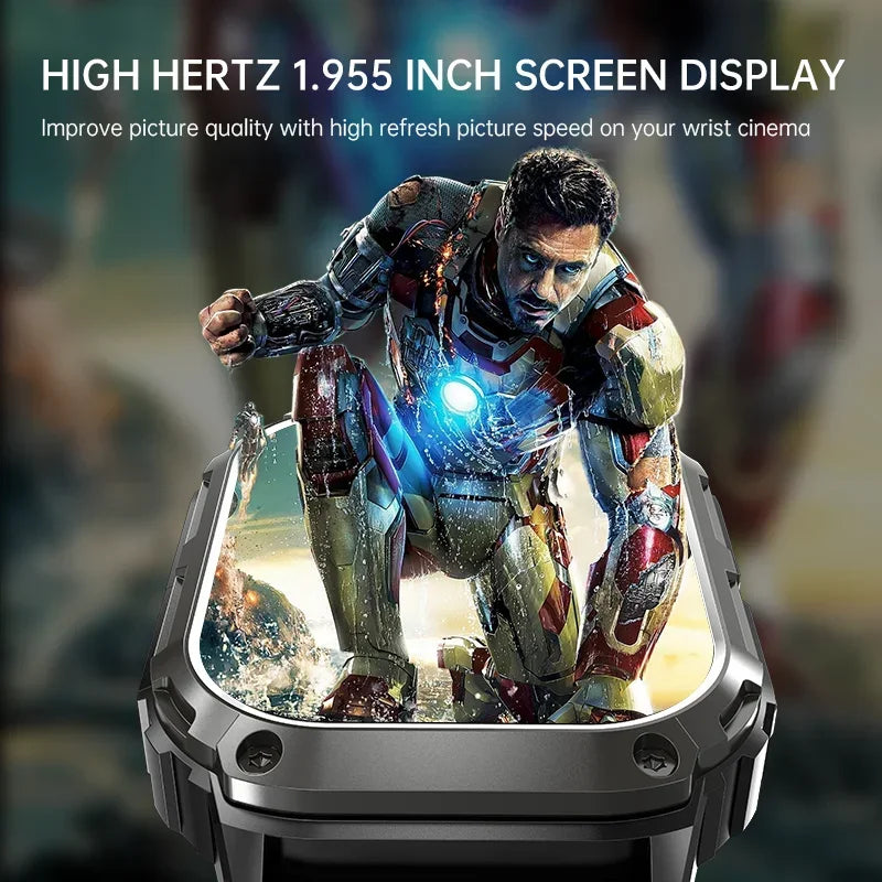 Q80 New 750mAh Battery Smart Watch 1.955 Inch AMOLED Screen Men Outdoorsports Watch Waterproof Bluetooth Call Sports Smartwatch