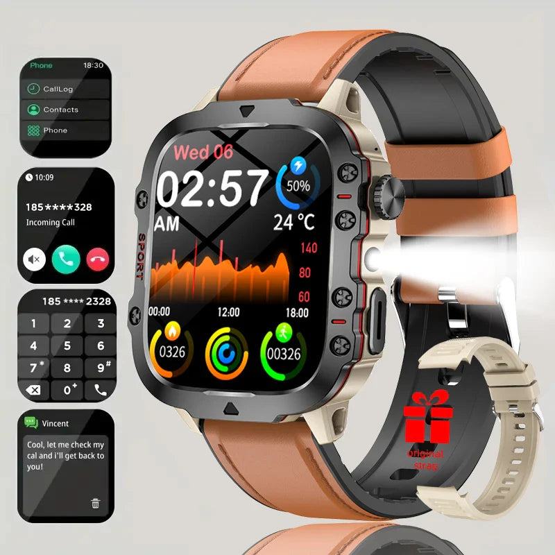 2026 New Hot GPS Sports Men Smartwatch Men 1.81-Inch HD Bluetooth Call Waterproof LED Flashlight Stainless Military Smart Watch
