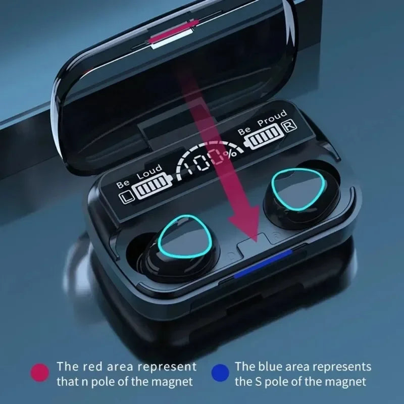 Original M10 Bluetooth Wireless Earbuds - Sports Headphones with Active Noise Canceling, Stereo Sound & Built-in Mic