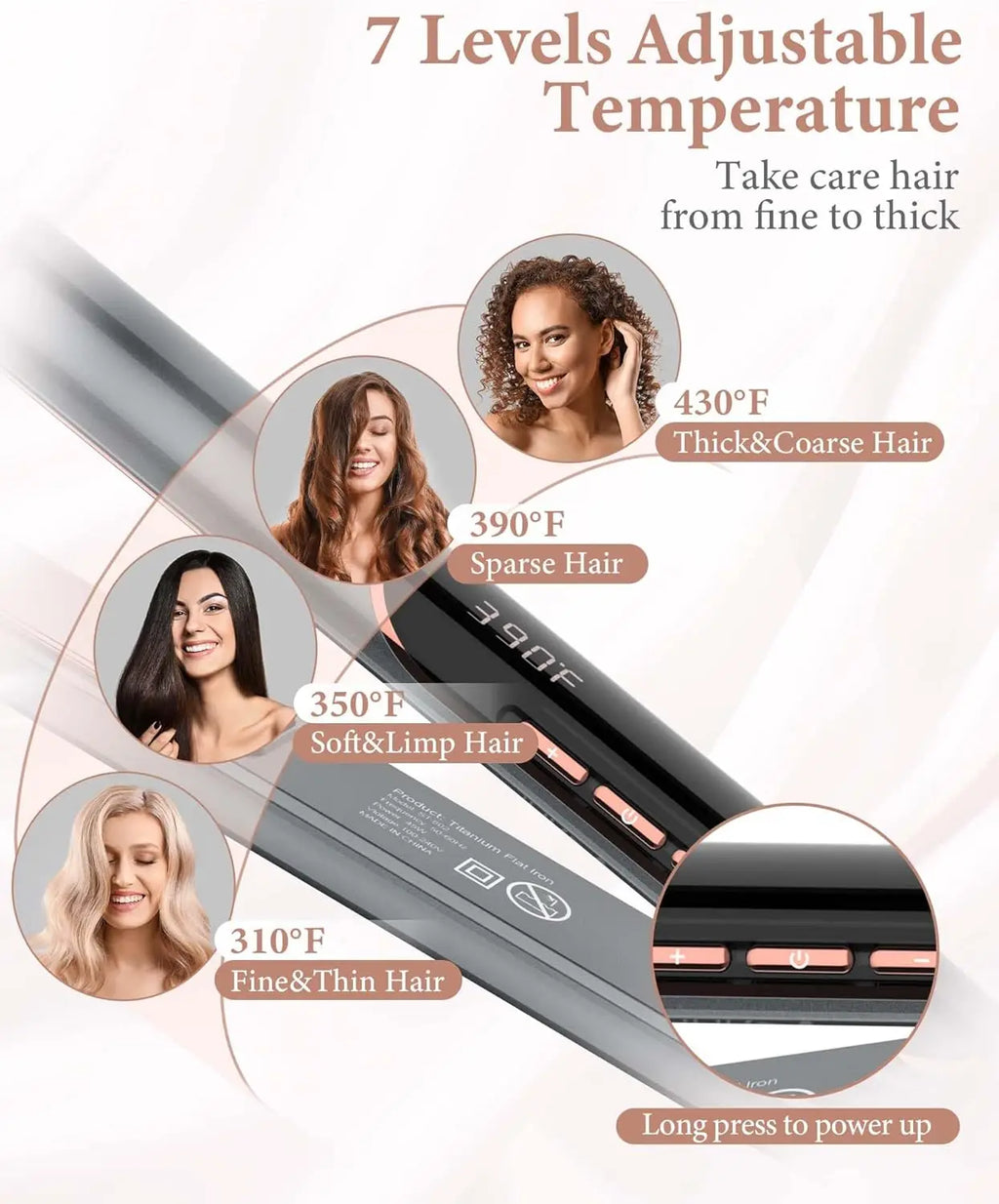 1 Inch Flat Iron Hair Straightener and Curler with 3D Floating Plates, Negative Ion, Double Voltage for Professional Styling