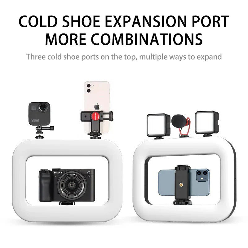 New Handheld Ring LED Rechargeable Fill light Portable Mobile Phone Live Broadcast Photography Desktop Rabbit Cage Selfie Light