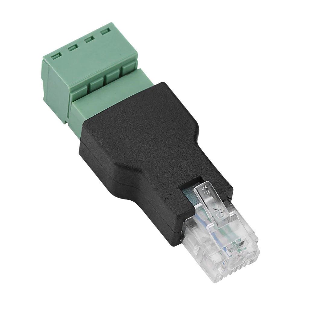 Ethernet Connector RJ11 6P4C Male to 4 Pin Screw Terminal Connector