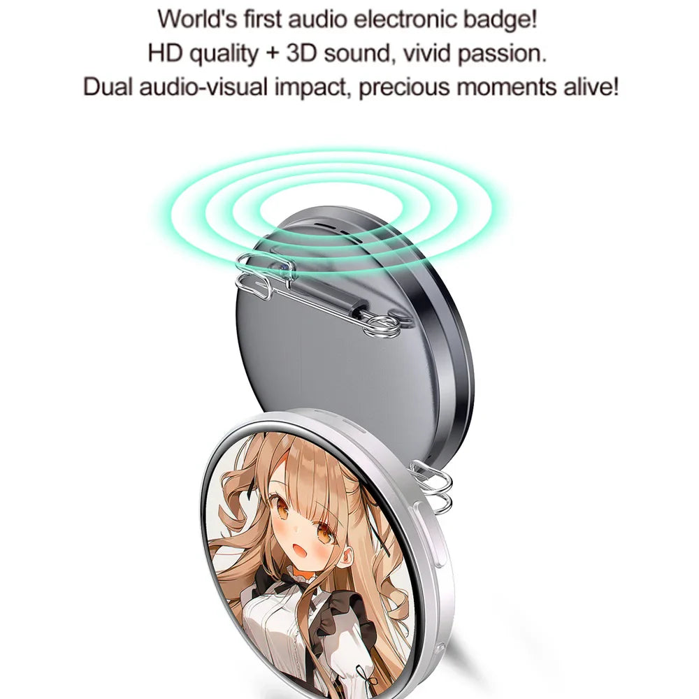 Anime Blue Tooth Electronic Badge Video Playing Rainbow Support Light Picture Dynamic Carousel Bidirectional Transmission Brooch