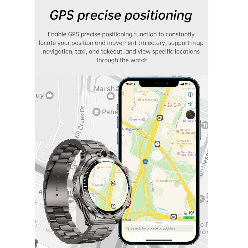 LW12 New Android Smartwatch 8GB+128GB Storage 4G SIM Calling Dual Camera Video Chat Sports Mode WiFi+GPS Unisex for Students