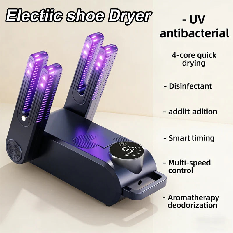 Foldable UV Shoes Dryer with Intelligent Timer Electric Shoe Drying Machine Fast Deodorizes Sterilizes Heats Boots Sneakers