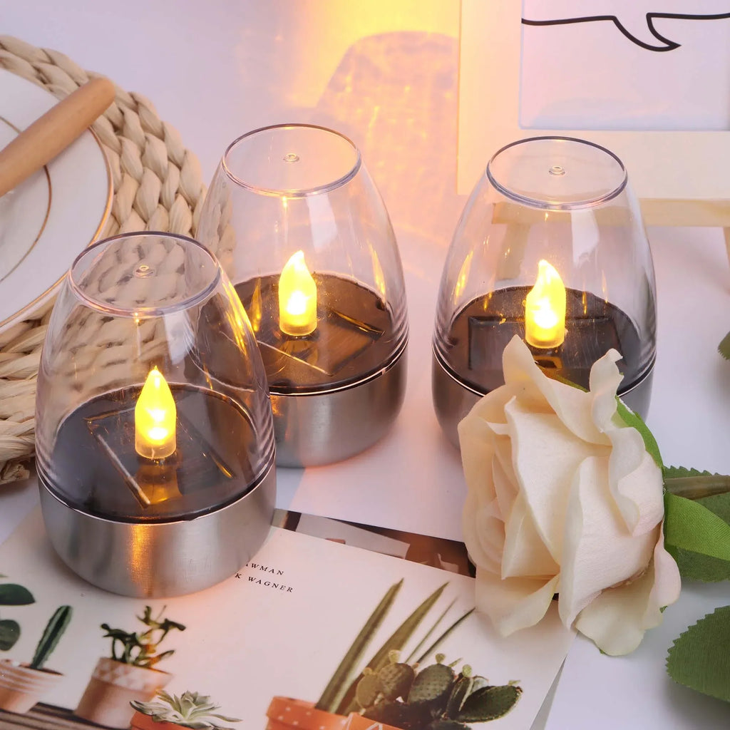 LED Solar Candles Light Flameless Rechargeable Night Light For Wedding Party Garden Decor Outdoor Waterproof Solar Candles Lamp