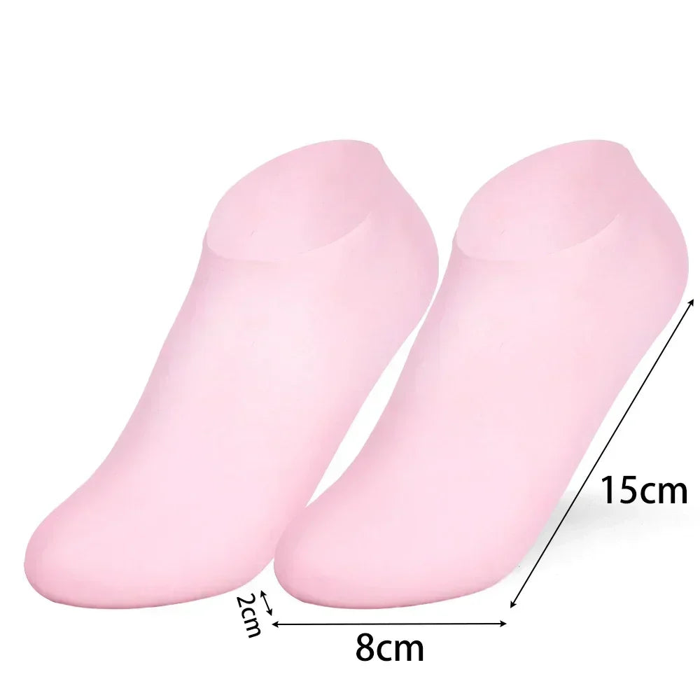 2 Moisturizing Silicone Gel Socks for Dry Cracked Feet Nourishing Skin Lubricating Full Foot Care Massage Socks Manicure Tools