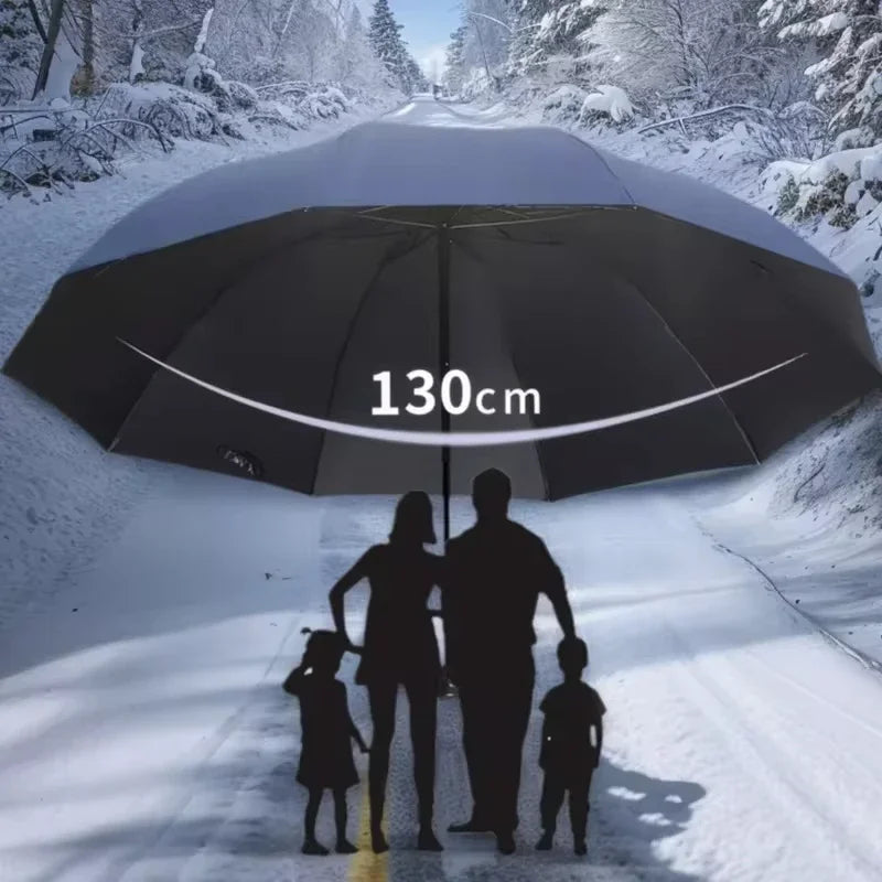 Extra-Large Folding Umbrella Heavy-Duty Reinforced Compact Travel Windproof Unisex  Protection Umbrellas for Business & Home Use