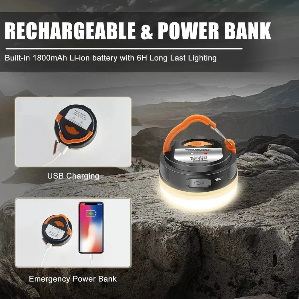 Outdoor Light Power Camping Lantern Tents Lamp 1200mah USB Rechargeable Portable Camping Light Outdoor Hiking Night Hanging Lamp