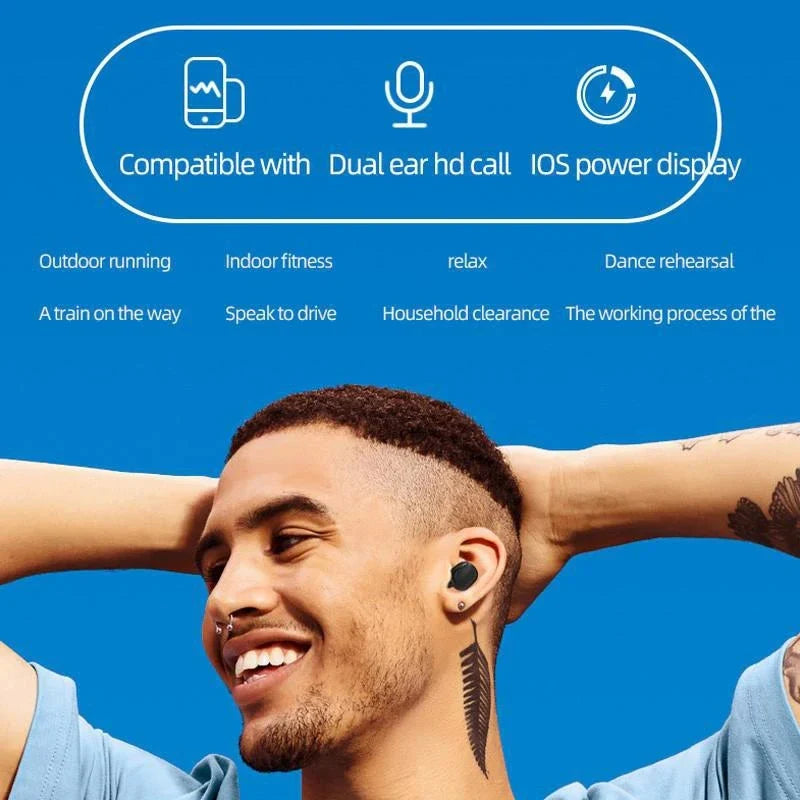 Original A6S TWS Bluetooth Headphone Wireless Earphone Stereo Headset Sport Earbuds With Microphone  Charging box For Smartphone