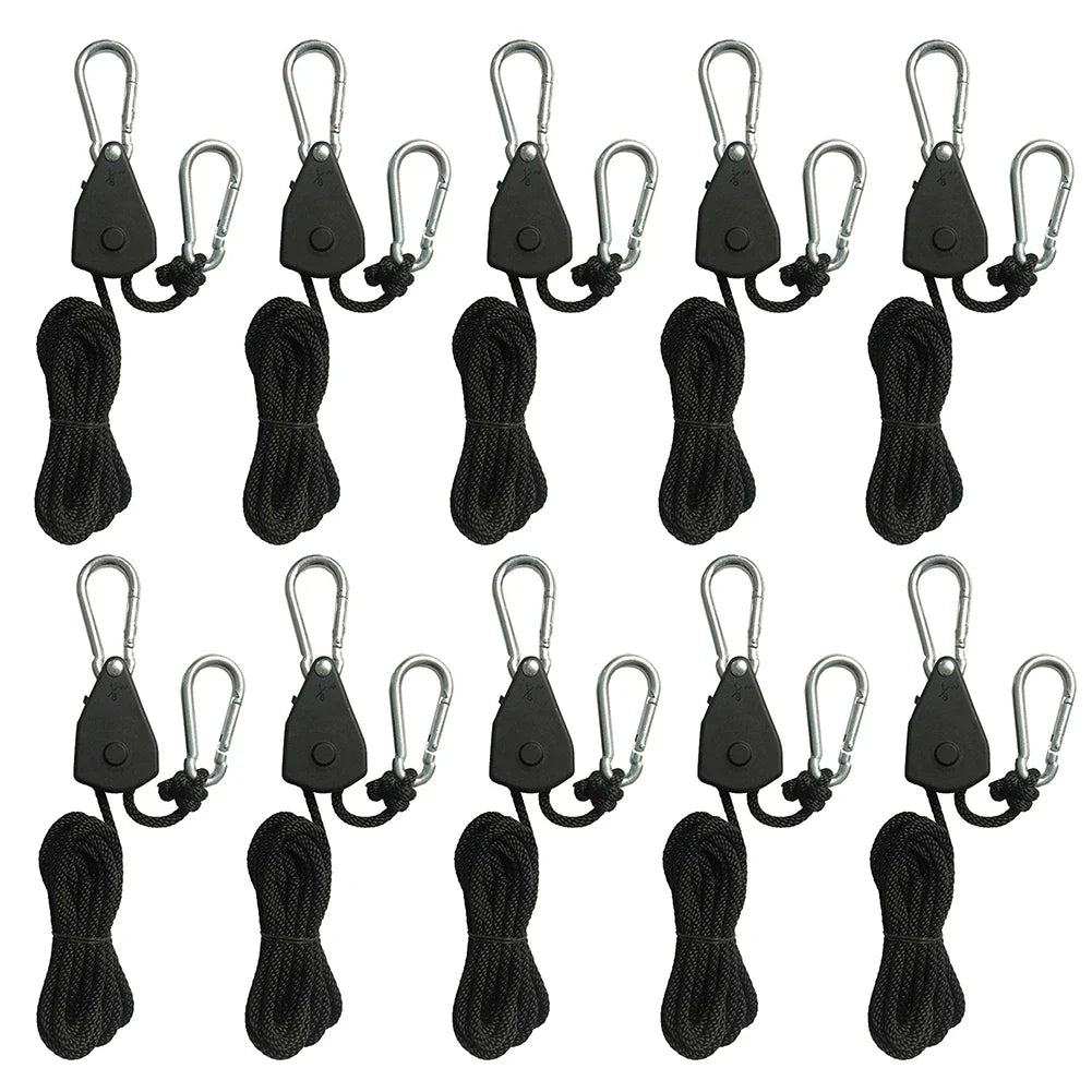 1/2/4/6/8/10/12/14/16pcs Hanger Pulley Ratchets Kayak Rope 1.6M Rope Pulley Ratchet Locking Hanger Sky Curtain Tent for Camping