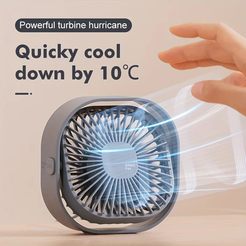 New Ultra-quiet Desk Fan, Suitable for Bedroom, Office, Library, Three Wind Speeds, 360° Rotation, Low Noise, Portable Mini Fan