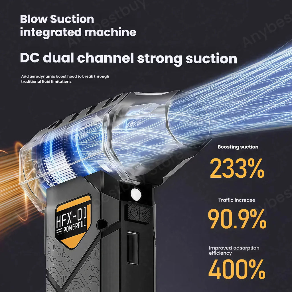 HFX-01 Powerful Turbo Air Blower 380g Blowing Force Strong Airflow Turbo Fan Power Bank Function Wireless Compressed Air Duster