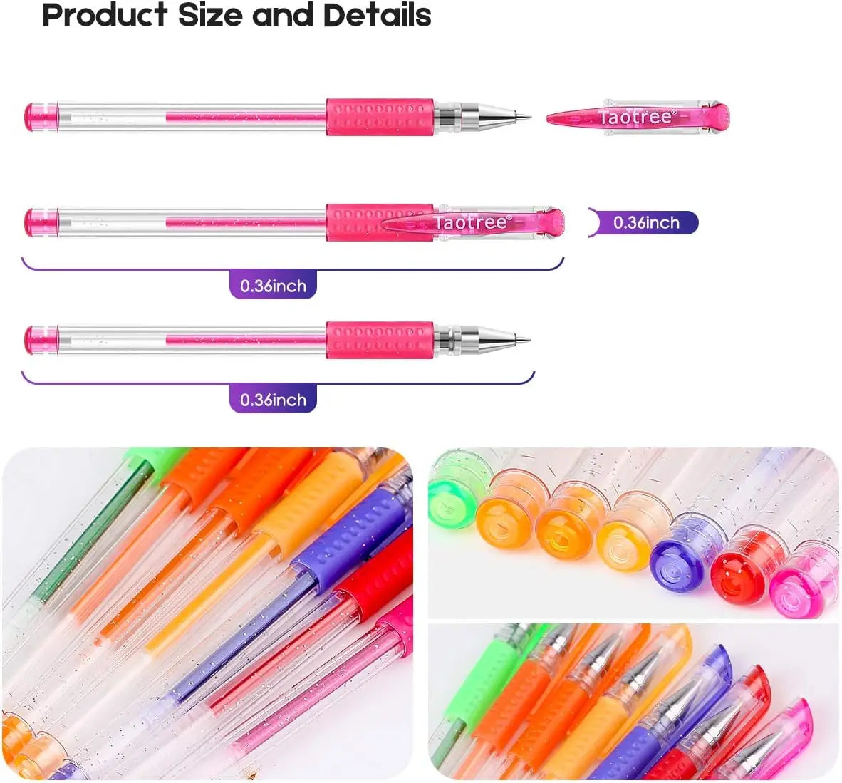 32 Colors Glitter Gel Pens Set, Fine Tip Art Markers with 40% More Ink for Adult Coloring and Drawing