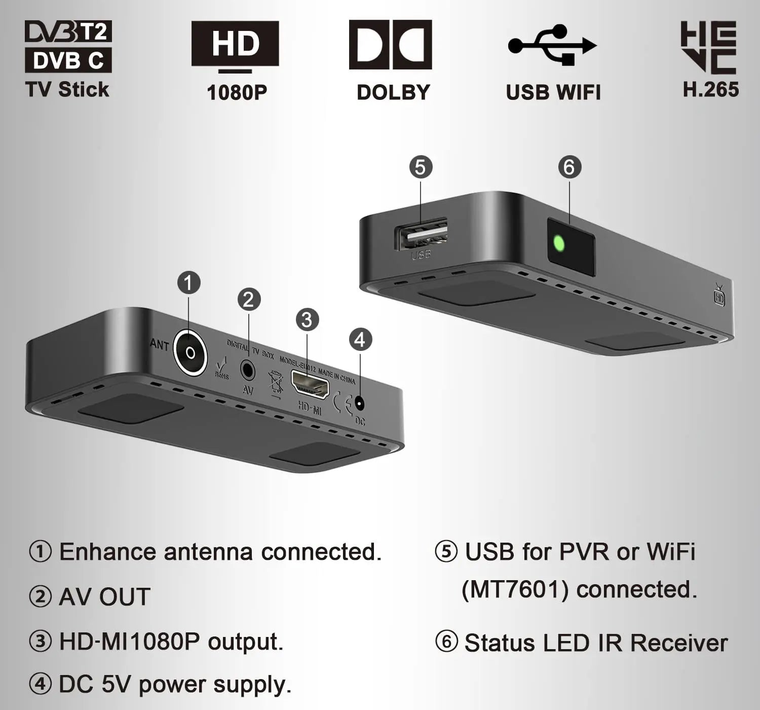 Ubisheng DVB T2 DVB C Digital Tuner H265 TDT HD FTA TV Recevier Multimedia Set Top Box Universal for European With AV For Old TV