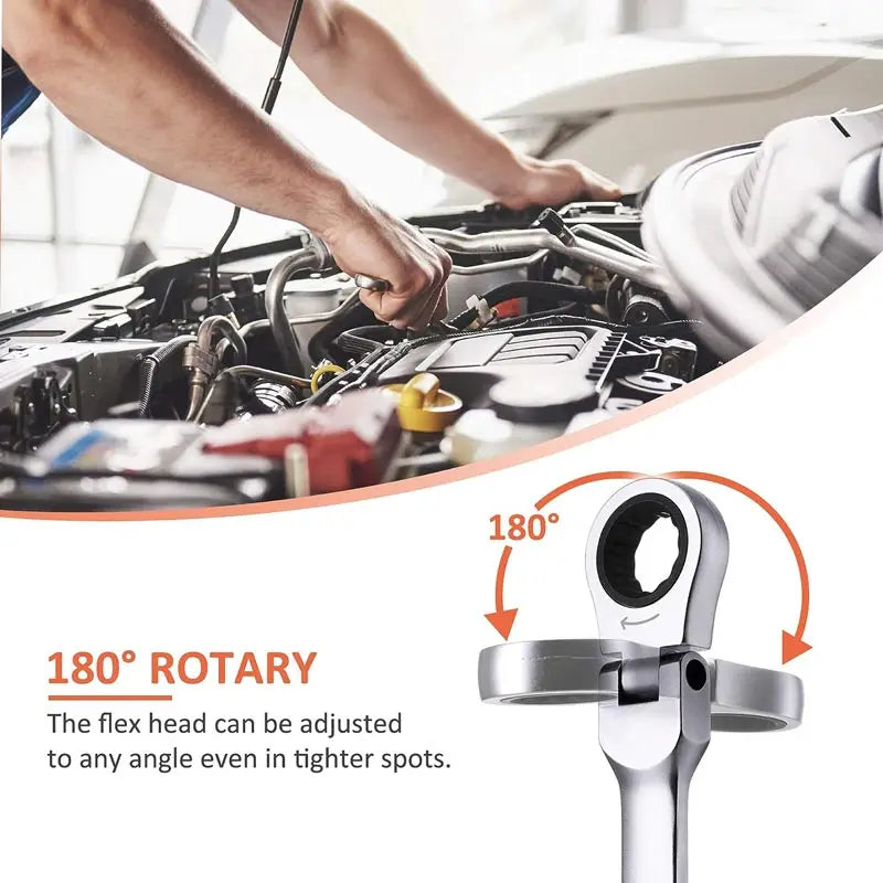 15PCS Adjustable Ratchet Wrench Kit Chrome Vanadium Steel Labor-Saving Torque Spanner Socket Set For Car Repair Hand Tools