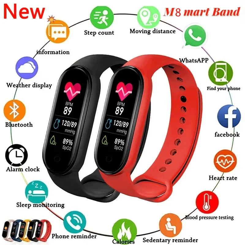 2025 New M8 Band Smart Watch Men Women Smartwatch Heart Rate Sports Fitness Tracking Bracelet Smartband Watche For Android Apple