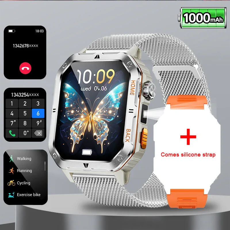 1000mAh Battery Voice Assistant GPS Sports swim 3ATM BT Call Health monitor Smartwatch For Android IOS 2026 New SmartWatch Men