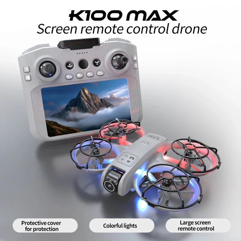 Hot K100 Max Mini RC Drone 4K Professional HD Camera Optical Flow Positioning Colorfuls Dron Foldable RC Quadcopter Toy for Kids