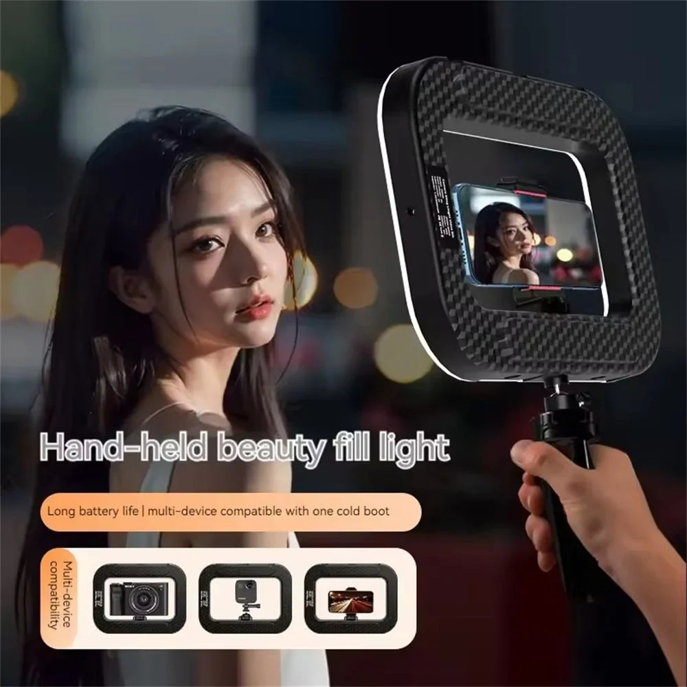 Roreta Handheld Ring LED Rechargeable Portable Mobile Phone Live Broadcast Photography Desktop Rabbit Cage Selfie fill Light