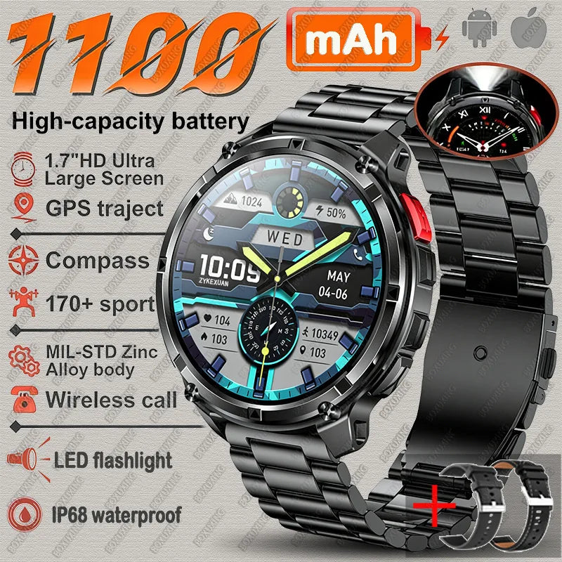 2026 New T-Rex3 Pro GPS Tracker Smartwatch Men 120-Day Standby 1100mAh Clock Rugged Outdoor Sport 10ATM Waterproof Call Watches