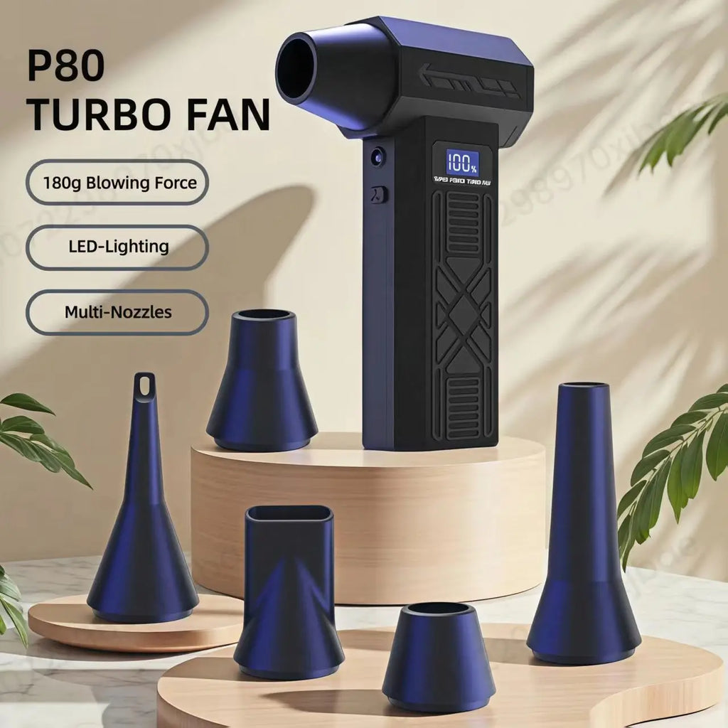 P80 High-Speed Dust Blower 120000RPM Violent Fan 180g Blowing Force Strong Airflow Brushless Turbo Jet Blower With LED Lighting