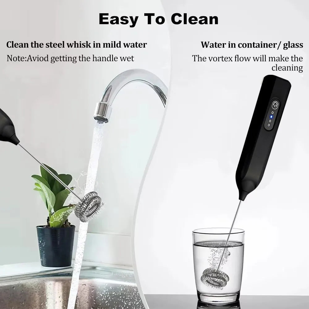Mini Milk Frother USB Rechargeable Handheld Automatic Rotary Milk Foam Maker for Coffee Latte Cappuccino Maker Electric Blender