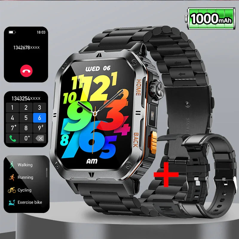 1000mAh Battery Voice Assistant GPS Sports swim 3ATM BT Call Health monitor Smartwatch For Android IOS 2026 New SmartWatch Men