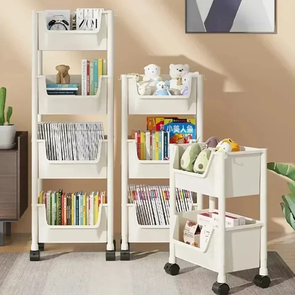 Mobile Storage Shelf] Mobile Plastic Storage Shelf Unit with Wheels - Practical Shelf for Living Room, Bedroom, Dormitory Amagi