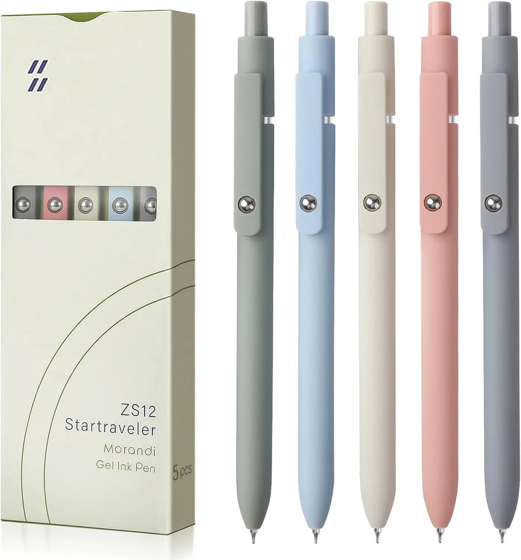5-Pack Quick-Dry Gel Pens, Fine Point Retractable Rolling Ball Black Ink, Smooth Writing for School Office Home