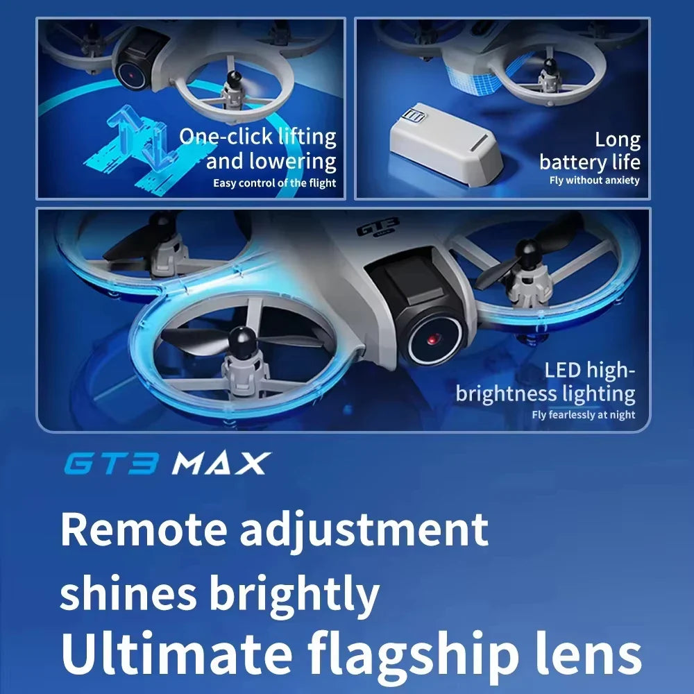 GPS 8K HD Dual Camera Brushless Motor Intelligen Obstacle Avoidance RC Quadcopter Toy Gift GT3 MAX Mini With LED Foldable Drones