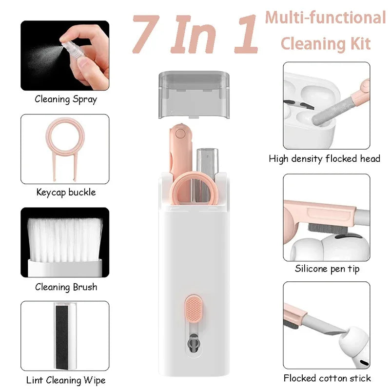7 in 1 Laptop Keyboard Cleaning Kit Computer Keyboard Cleaner Brush Earphones Cleaning Pen For AirPods iPhone Keycap Puller Set