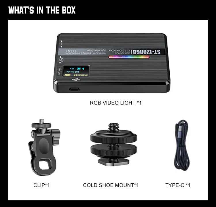 ST120 RGB Full Color Video Light 2500-9000K Fill Light for Camera Smartphone Photography Video Live Streaming Tiktok YT