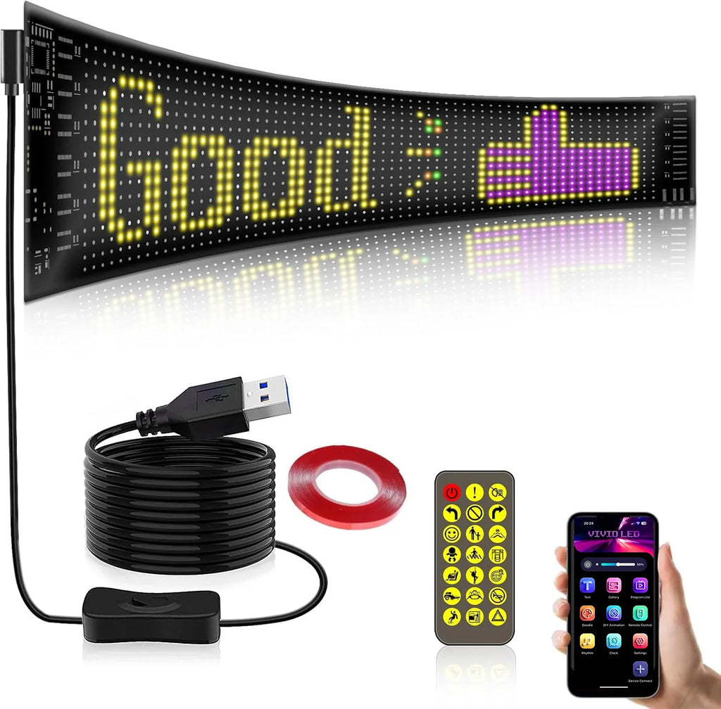 Devil Eye LED Matrix Pixel Panel Display Screen Flexible RGB Car Graffiti Scrolling Text Animation Shop Reminder Light Bluetooth