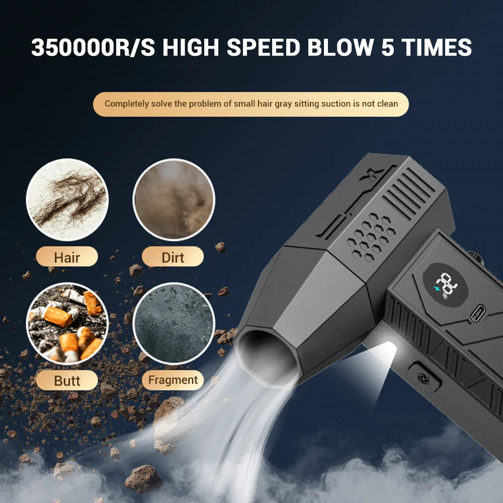 Strong Air Blower 350000RPM Brushless Turbo Jet Blower Vacuum Replaceable Battery Turbo Fan Jet With Led Lighting Dust Removal