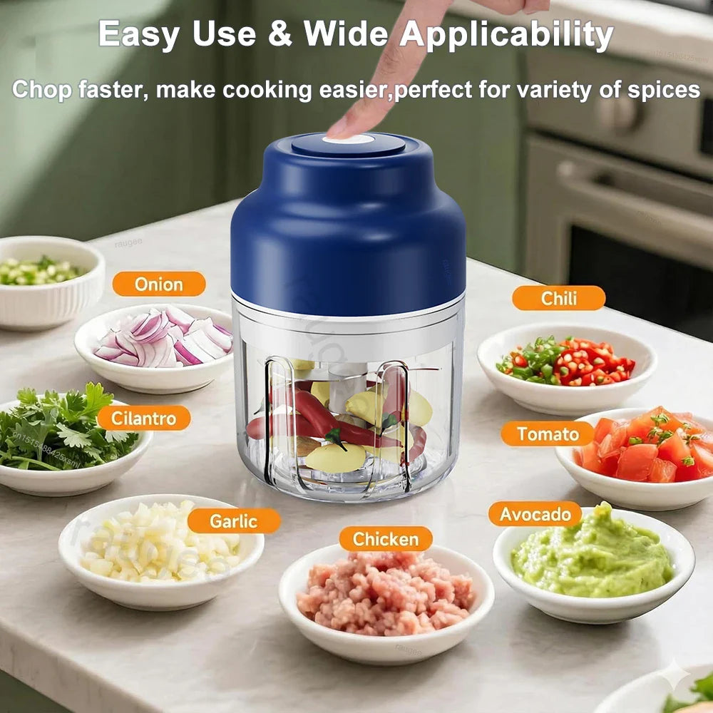 Electric Food Chopper Mini Garlic Masher Crusher for Kitchen Meat Grinder Vegetable Chopper USB Rechargeable Portable Chopper