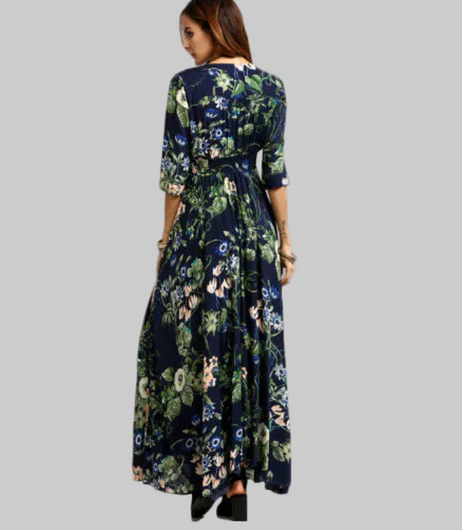 Bohemian Vintage Print Maxi Dress