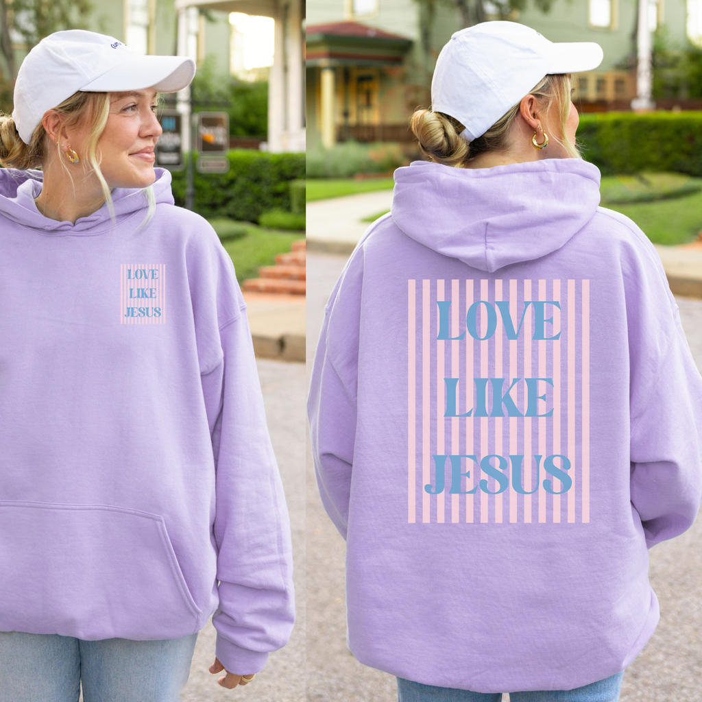 Love Like Jesus Striped Graphic Hoodie