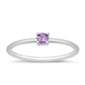 Amethyst Round Stackable Ring in Silver - Get Ready for Your February Birthday!