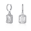 Emerald-cut Halo Earrings in Silver - Transitions Perfectly from Day to Night