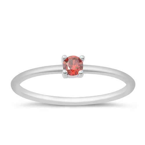 Garnet Round Stackable Ring in Silver - Get Ready for the Holidays!