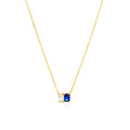 Seaside Necklace in Gold - Blue CZ Sterling Silver 18K Gold Plated Pendant