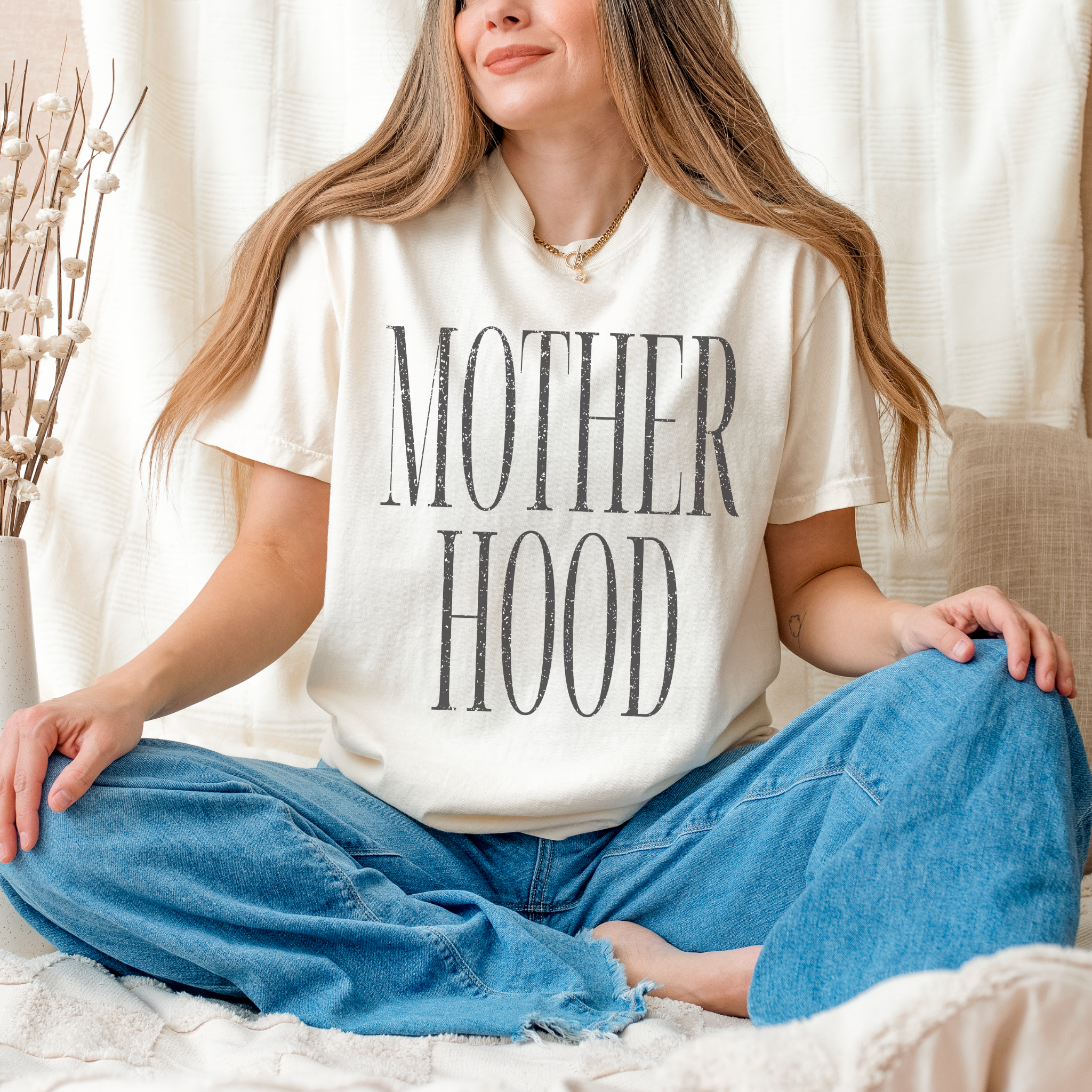 Distressed Motherhood T Shirt