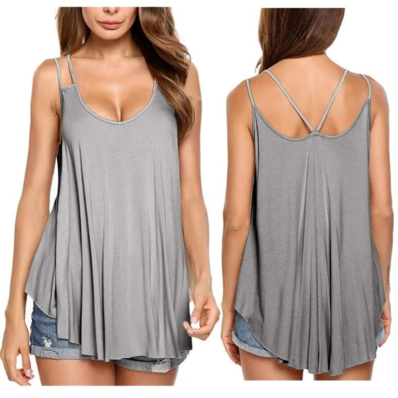 Plus Size Women's Sleeveless Floral Cotton Sling Top