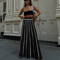 Striped Knitted Skirt with Tassels for Women