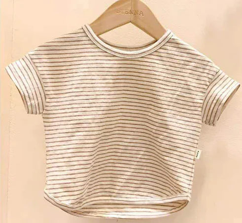 Striped Short Sleeve T-Shirt for Baby Boys and Girls
