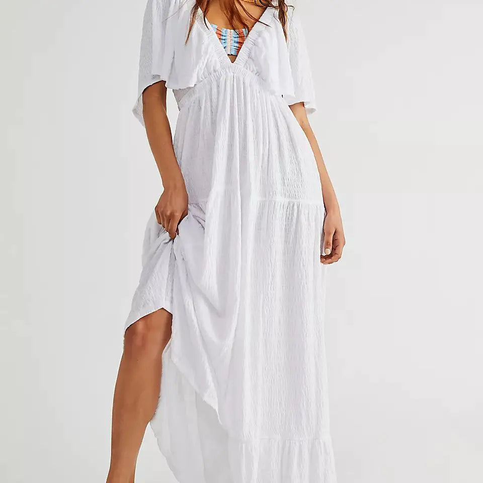 Casual Fashion V-Neck Maxi Dress for Summer