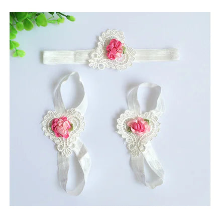 Baby Floral Headband and Foot Accessories Set