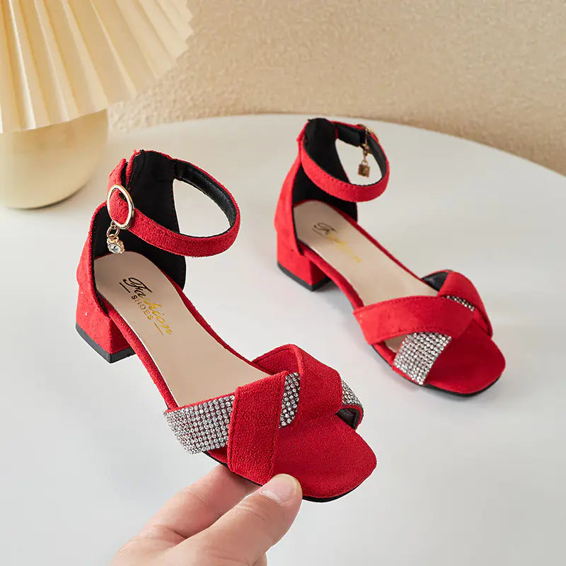 Girls' Summer Rhinestone Princess Sandals for Weddings