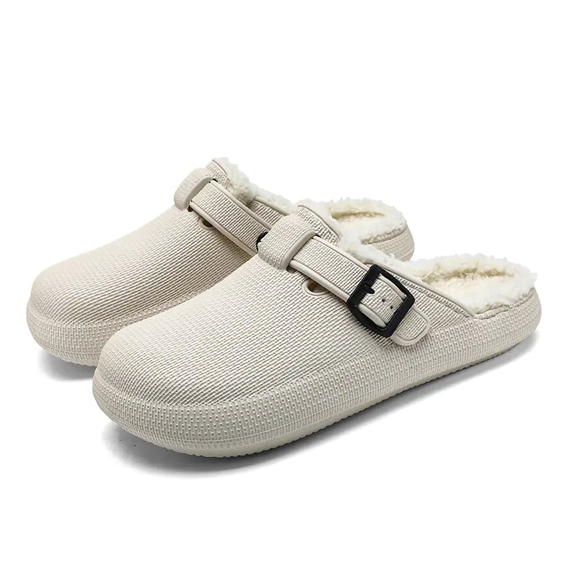 Fleece-Lined Eva Soft Bottom Slippers for Home Travel